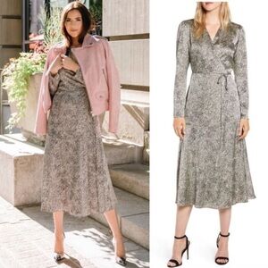 Rachel Parcell Cheetah Print Satin Wrap Dress